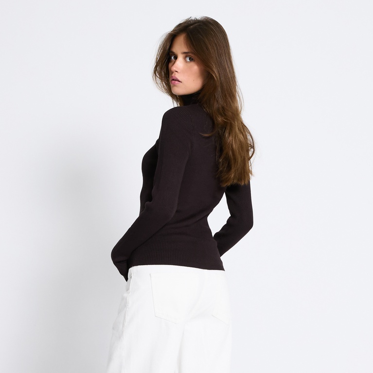 Rib turtleneck sweater "Leyla" Brown